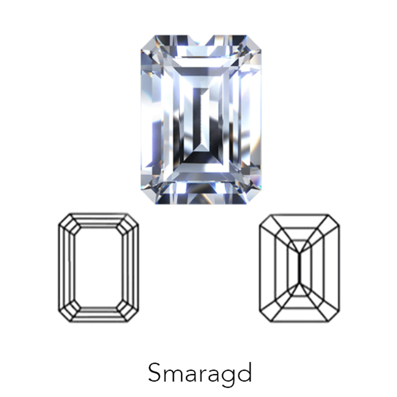 emerald cut display of LONITÉ cremation diamonds from hair and human ashes